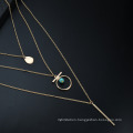 Trendy Design Alloy Natural Stone Pendant 3 Layered Necklace